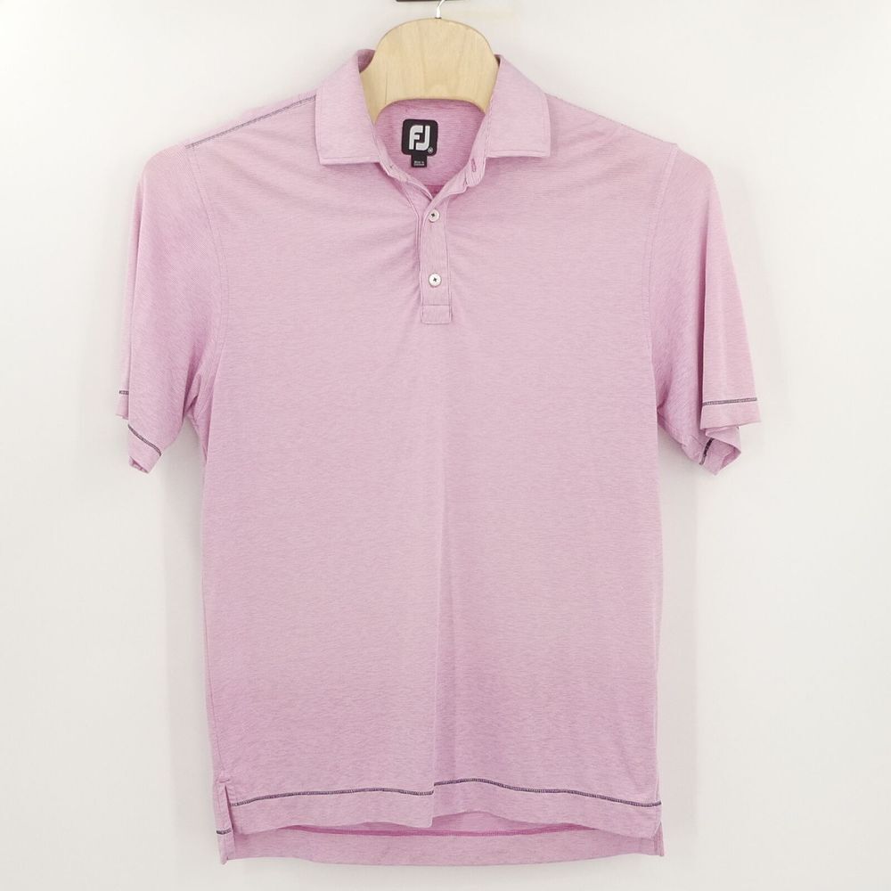 FootJoy Polo Shirt Pink Stripe Contrast Stitching No Embroidery Men's Medium M